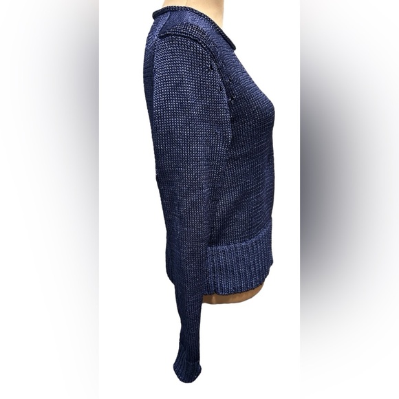 Banana Republic Women's Blue Metallic Long Sleeve Heavy Sweater Size Medium $98. - Picture 5 of 11